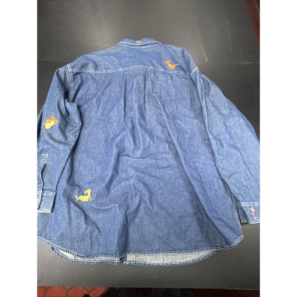 VTG Disney Store Winnie The Pooh Denim Button Up Shirt LS Embroidered Womens XXL - Picture 10 of 14